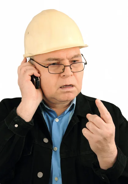 Civil engineer with the phone. — Stock Photo, Image