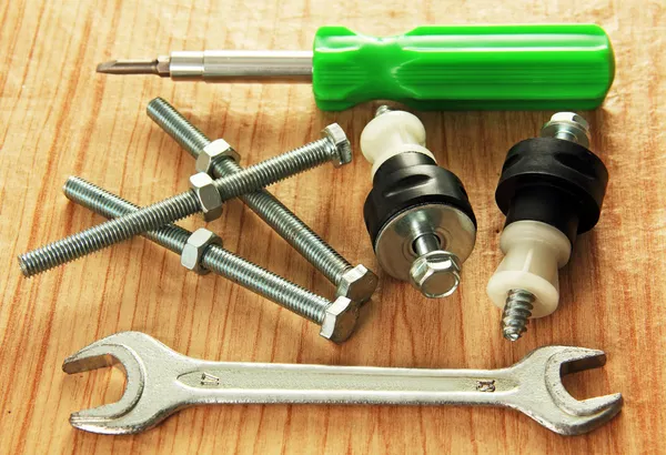 Bolts and tools. — Stockfoto