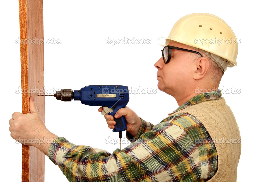 man with an electric drill.