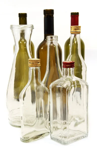 Flessen voor wijn en gedistilleerde dranken. — Stockfoto