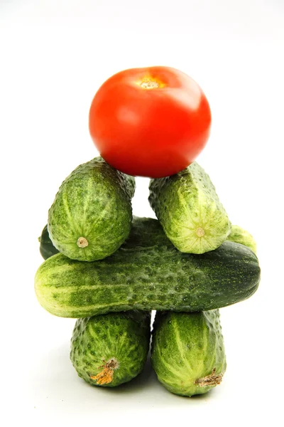 Ogórek zielony i czerwony pomidor. — Zdjęcie stockowe