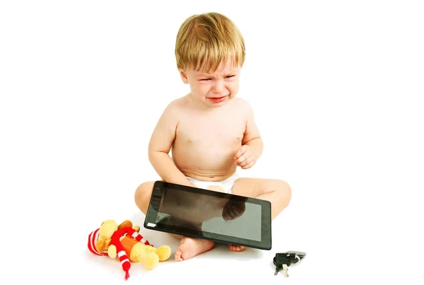 Little kid on the tablet. — Stock Photo, Image