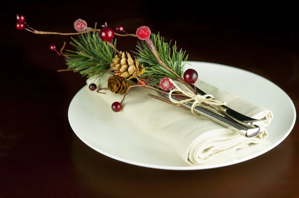 圣诞餐桌装饰 — 图库照片