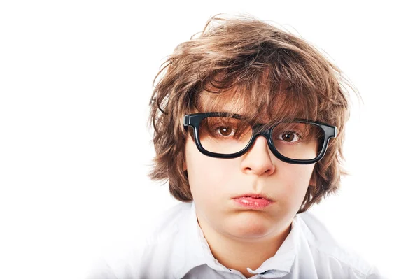 Tired boy with glasses — Stock Photo, Image