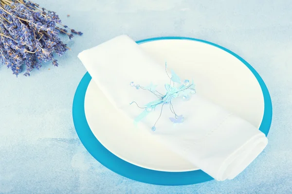 Table decoration in blue — Stock Photo, Image