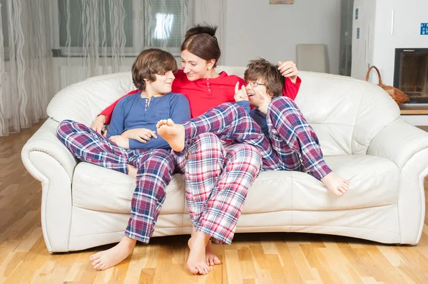 Mother and son in pajamas — Stock Photo, Image