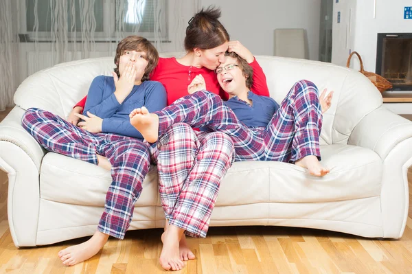 Mother and son in pajamas — Stock Photo, Image