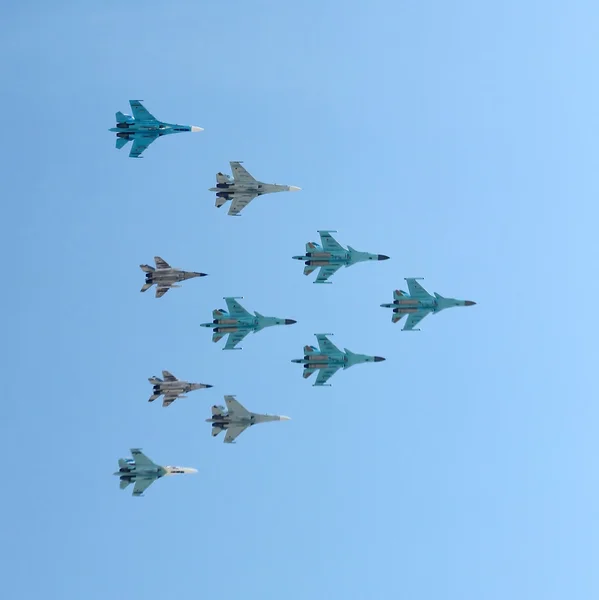 Jets militaires de l'armée russe pendant le défilé militaire — Photo