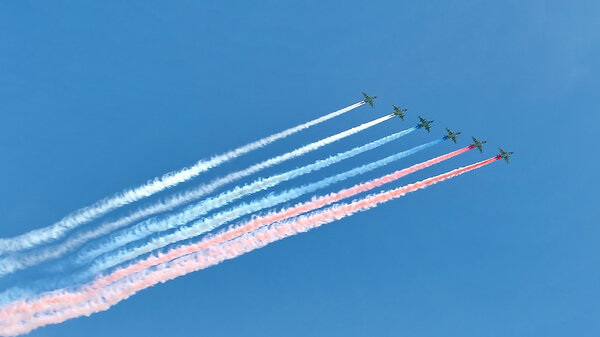 Russian army military jets during military parade