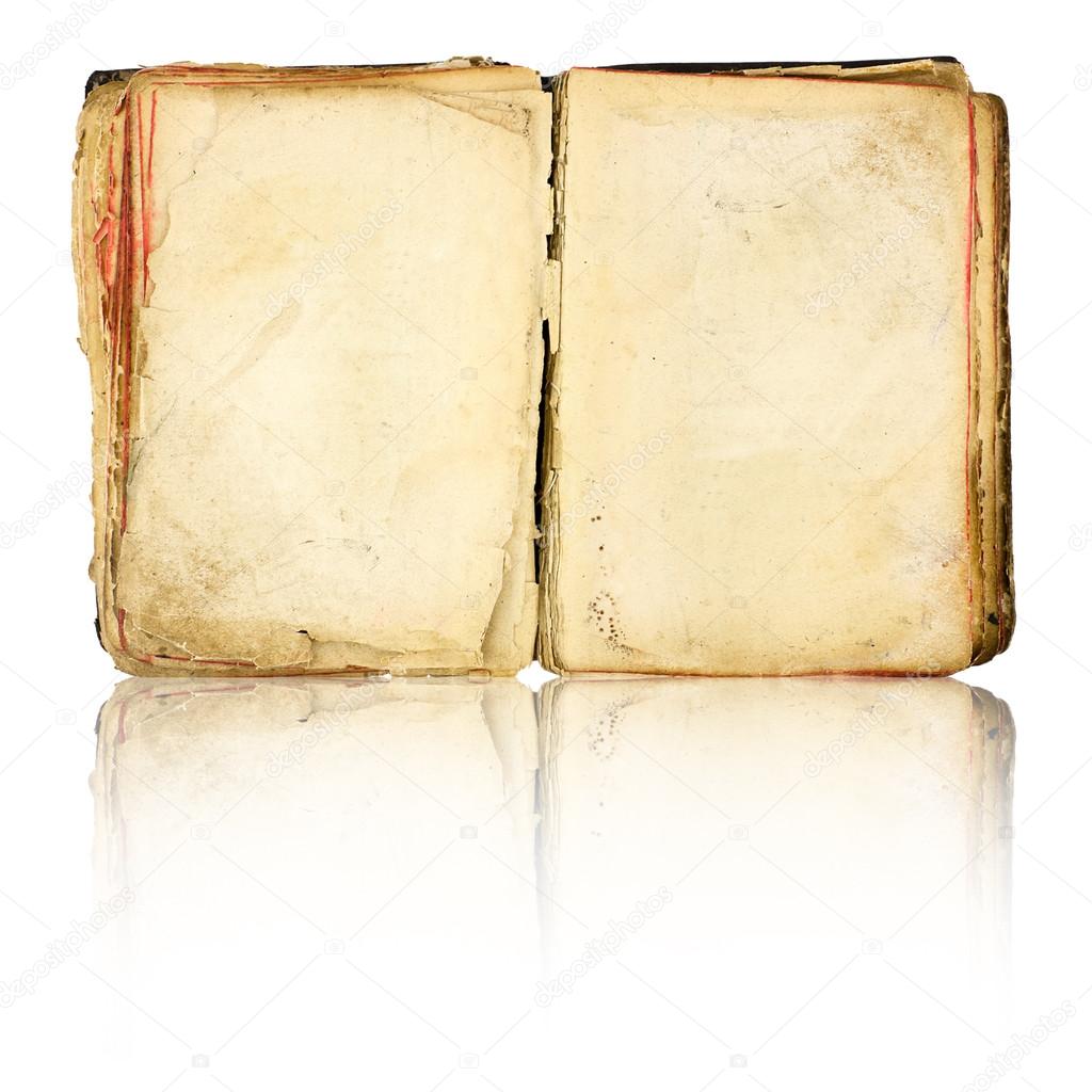 Old book blank isolated on white background