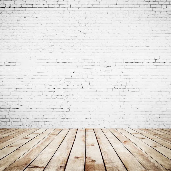 Oda beyaz tuğla duvar iç mahsul — Stok fotoğraf
