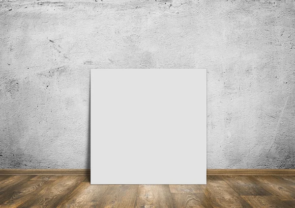 Room interior vintage wall, wood floor and white blank placard background — Stock Photo, Image