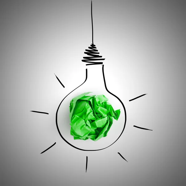 Illustration of lightbulb with cracked paper inside — Stock Photo, Image