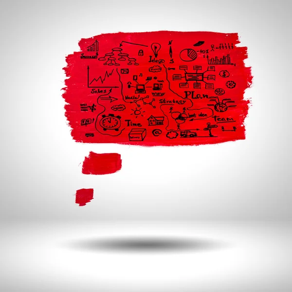 Surface blank red paint with sketches — Stock Photo, Image