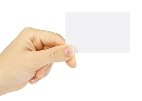 Cartão de visita em branco em uma mão — Fotografia de Stock