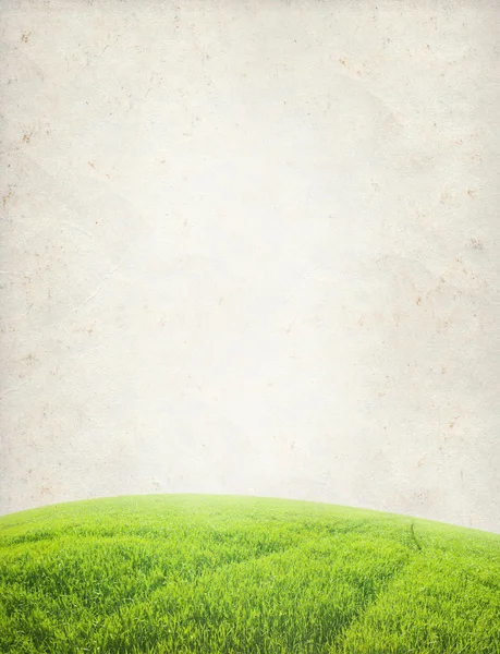 Green field in grunge and retro style — Stock Photo, Image