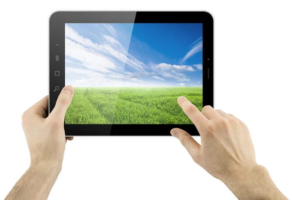 Digitale tablet in handen — Stockfoto