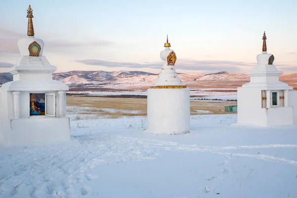 Estupa Budista Inverno Horizontal — Fotografia de Stock