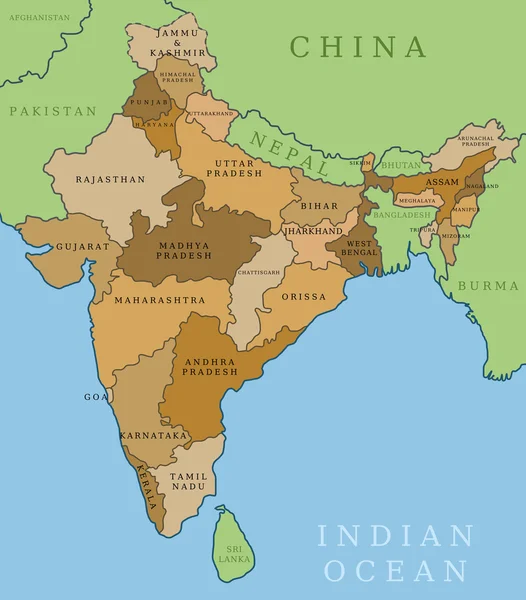 Stati dell'India — Vettoriale Stock