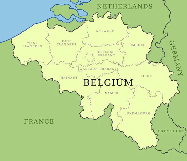 Mapa prowincje Belgii — Wektor stockowy