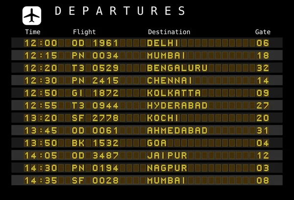 Partenze dall'aeroporto - India — Vettoriale Stock