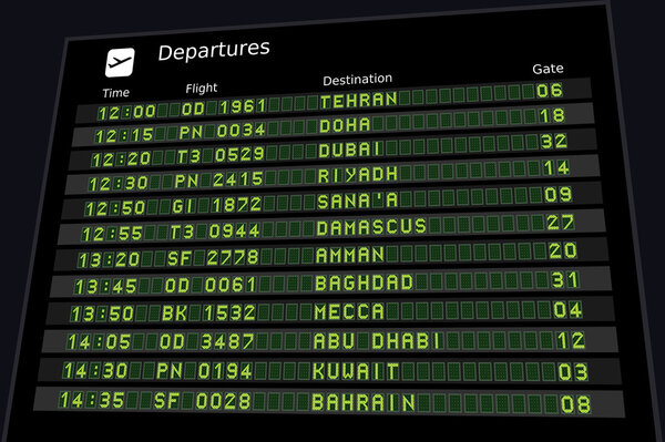 Middle East timetable