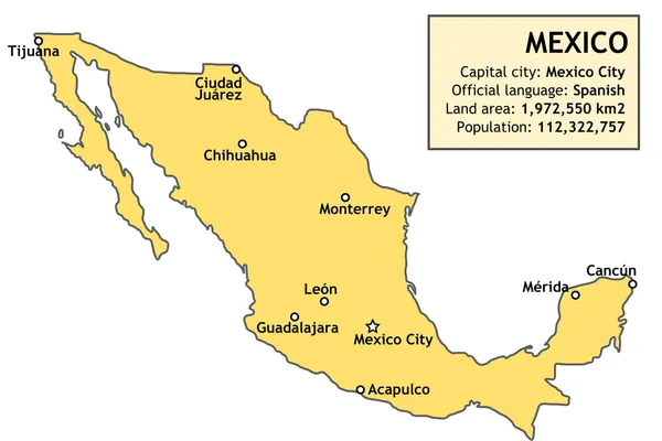 Mapa z Meksyku — Wektor stockowy