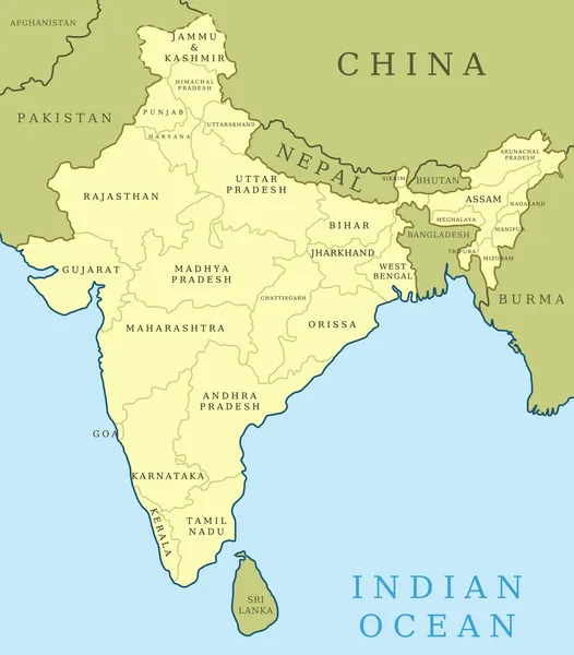 Bhutan Map With Indian States Kashmir Map Vector Art Stock Images | Depositphotos