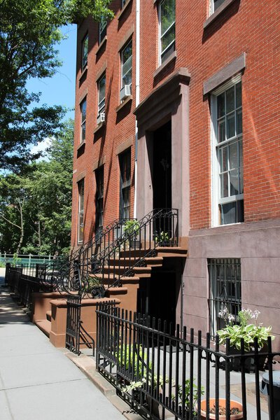 New York City, United States - old residential building in Brooklyn Heights