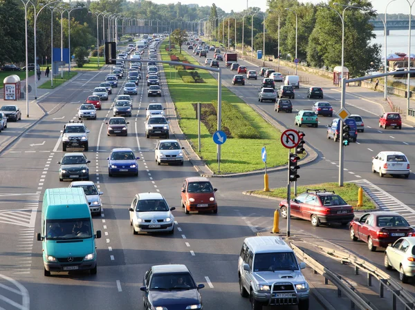Congestione del traffico a Varsavia — Foto Stock