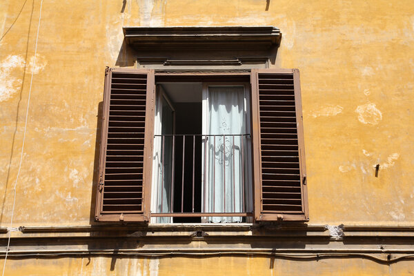Rome, Italy. Beautiful old window in Italian capital city.