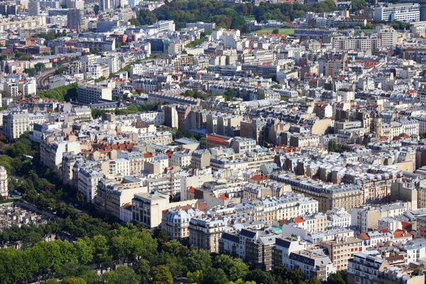 Paris, France - aerial city view. UNESCO World Heritage Site.