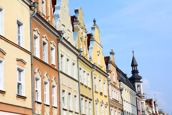 Opole, Poland - city architecture. Residential architecture at main square (Rynek).
