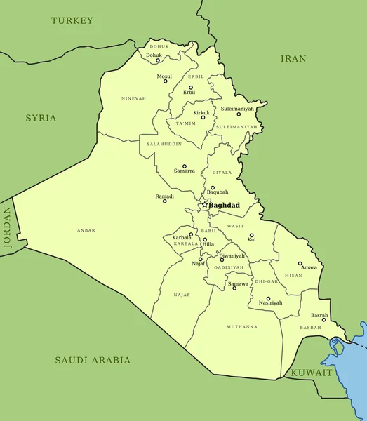 El mapa de Iraq — Archivo Imágenes Vectoriales