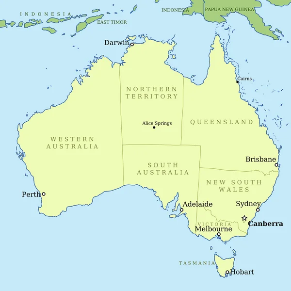 Mapa online de Australia — Vector de stock