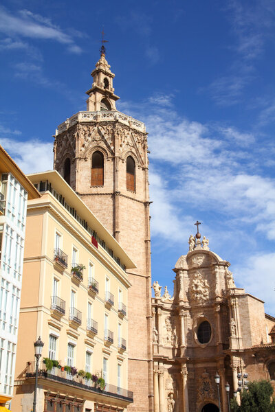 Valencia, Spain. Cityscape with famous Cathedral.