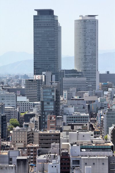 NAGOYA, JAPAN - APRIL 28: Midland Square and JR Central Tower buildings on April 28, 2012 in Nagoya, Japan. Midland Square is the tallest building in Nagoya (247m).