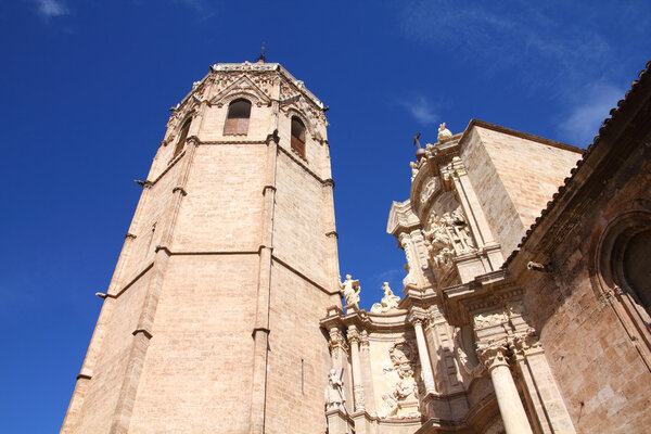 Valencia, Spain. Micalet tower, part of famous Cathedral.