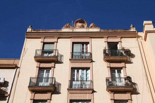 Generic apartment building, residential architecture. Valencia, Spain.