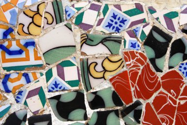 Colorful mosaic in famous Parc Guell clipart