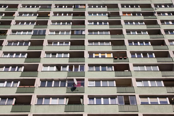 Warsaw, Poland - generic condominium view. Socialist residential architecture.