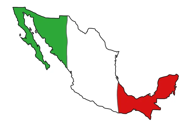Vlag van Mexico kaart — Stockvector