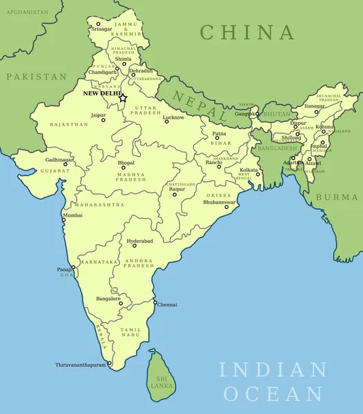 Índia Mapa —  Vetores de Stock