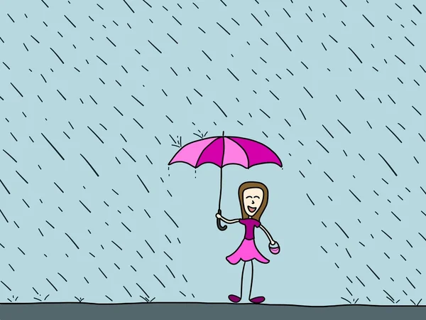 Žena v dešti — Stockový vektor