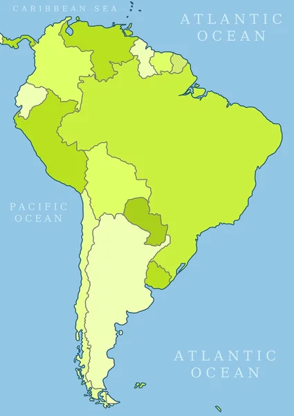 Sydamerika politisk uppdelning — Stock vektor