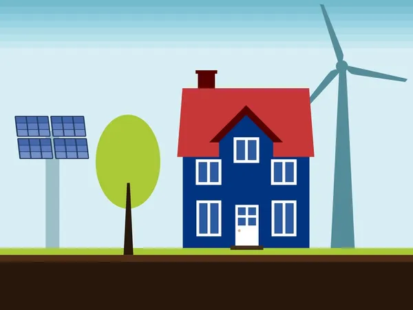 Casa per le energie rinnovabili — Vettoriale Stock