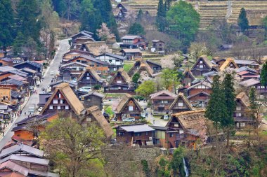 Japonya - shirakawa-go havadan görünümü