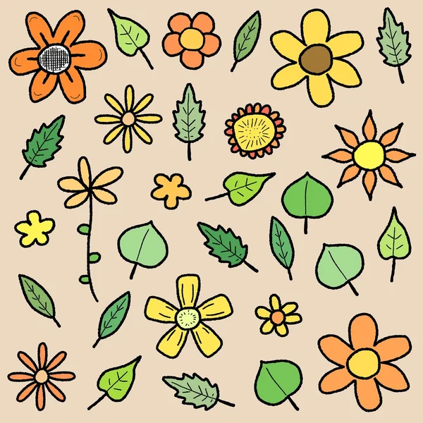 Blommor och blad — Stock vektor