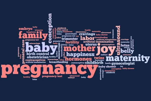 Problemas de embarazo y conceptos palabra nube ilustración. Concepto de collage palabra . —  Fotos de Stock