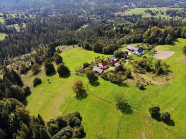Polonya 'daki Beskid Dağları. Milowka yakınlarındaki Zywiec Beskids (Beskid Zywiecki) manzarası.